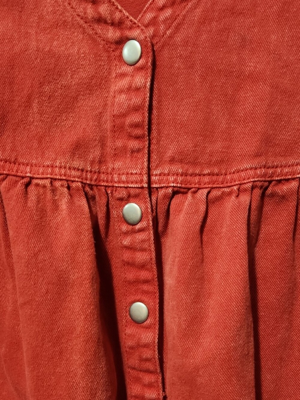 Sz M day + moon Red Button-Front Denim Mini Dress - Picture 6 of 6
